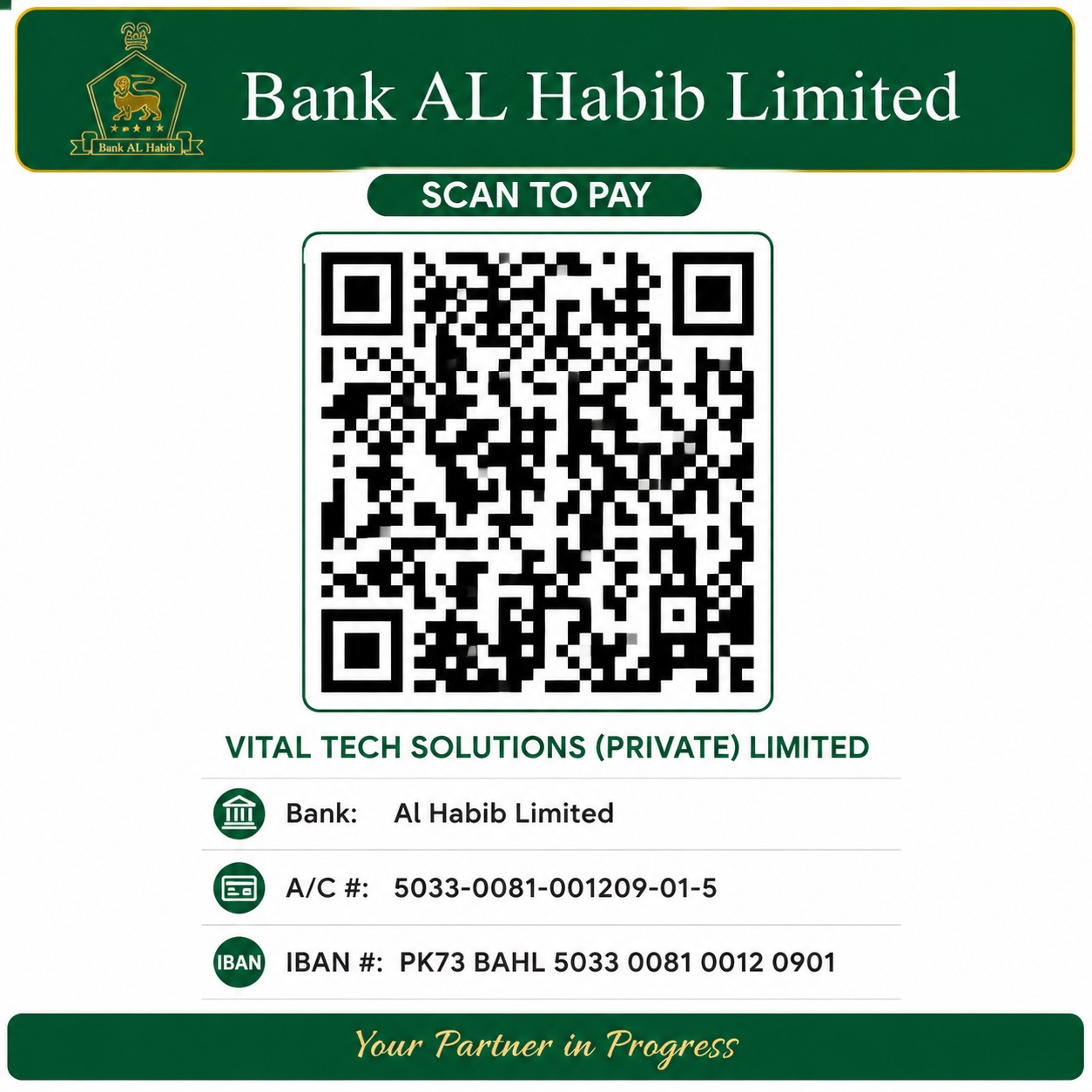 Bank AL Habib Scan to Pay QR code for Vital Tech Solutions Private Limited